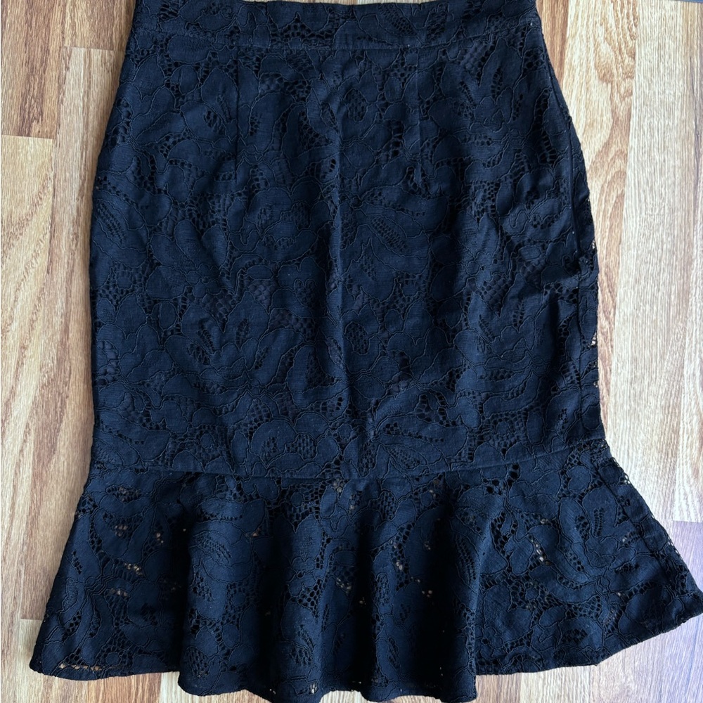 BB Dakota Black Lace Pencil Skirt with Flared Hem